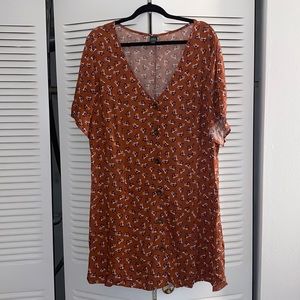 Women’s Orange Floral Plus Size Short Dress